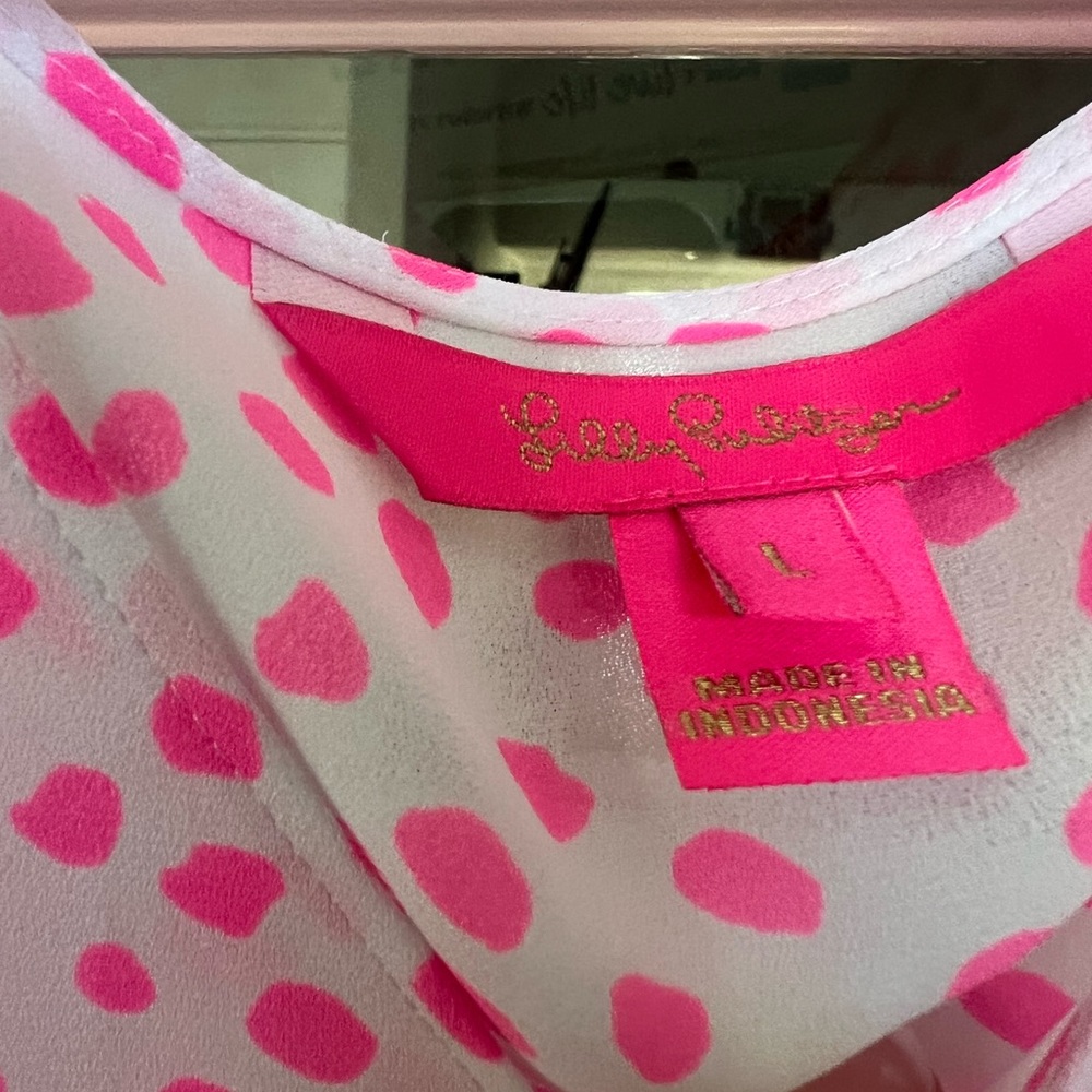 Lilly Pulitzer too , blouse  “Pamala” Pink Sz L - Picture 3 of 8